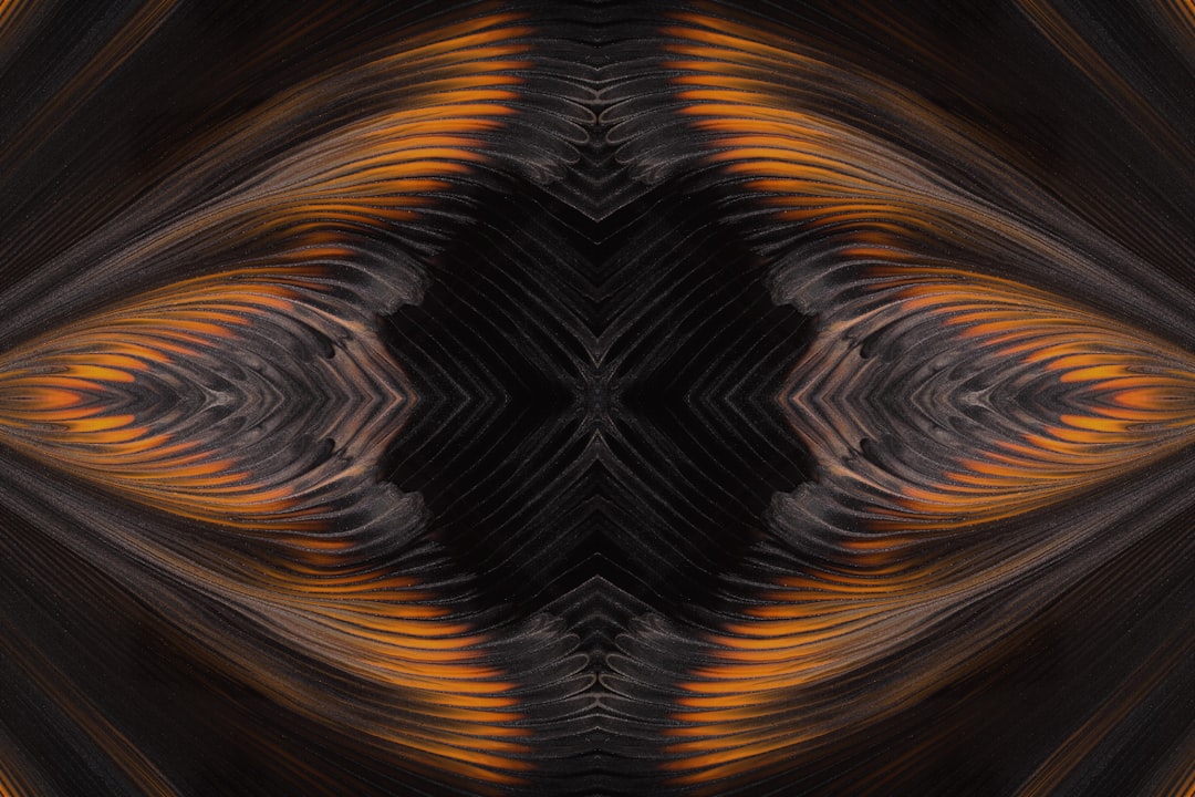 a black and orange abstract background with an intricate design